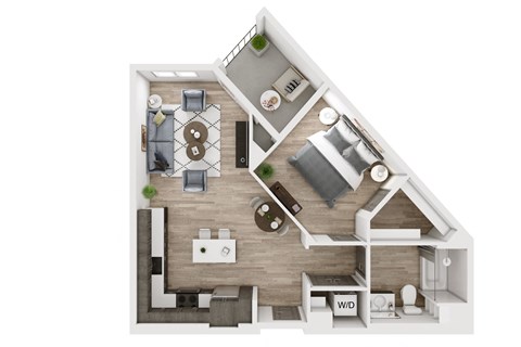 a floor plan of a house with a bedroom and a living room